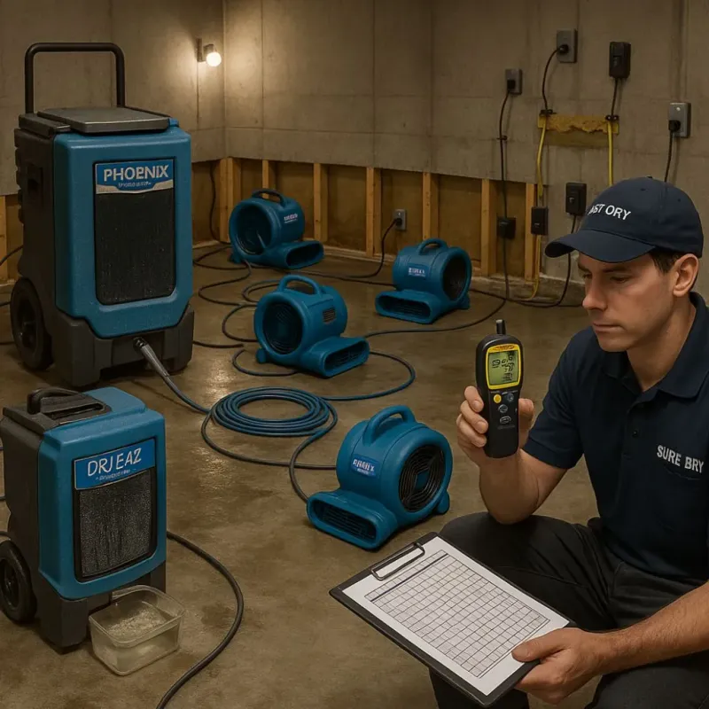 Structural Drying and Dehumidification process in New Bremen, OH